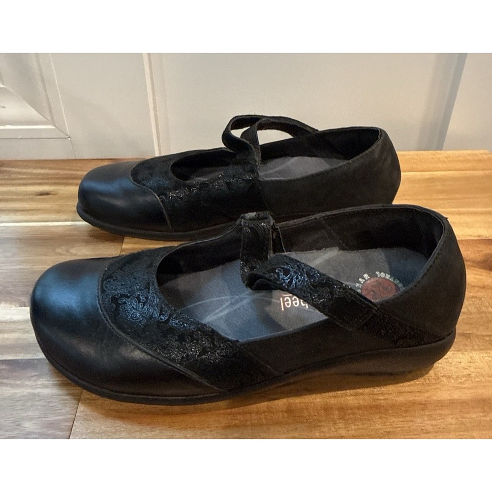 Naot Luga 11142 Womens 38 Black Leather Lace Nubuck Mary Jane Comfort US 7 - 7.5